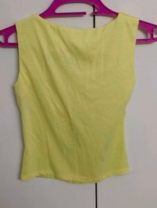 Yellow Ruffled Sleeveless Top