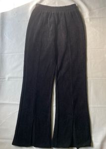 Black Velvet Flare Slit Pants