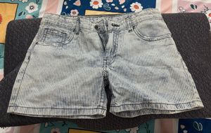 Striped Denim Shorts