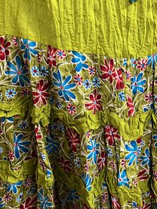 Green Floral Long Skirt