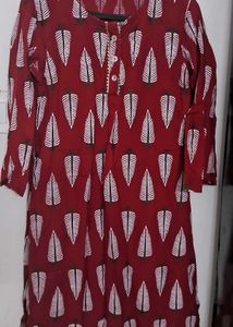 Red Leaf Print Kurta only 99 Rs