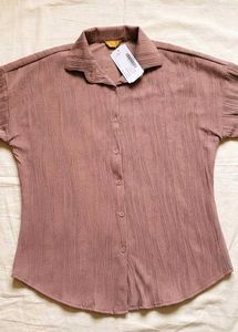 BRAND NEW Pleated Long Sleeve Button-Up Top