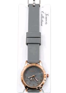 Grey Silicone Band Rose Gold Watch