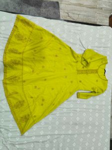 lime yellow greenish Embroidered Kurta