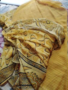 Vibrant Orange Saree with Swirl Print