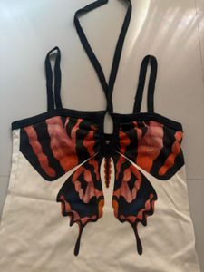 Cute Butterfly Print Halter Top