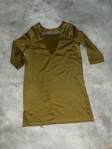 H&amp;M Olive Green Dress with Open Back Detail