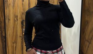 high neck black winter top size M-L