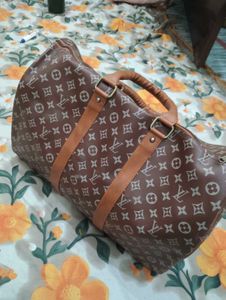 Brown Patterned Gym &amp; Travel Bag