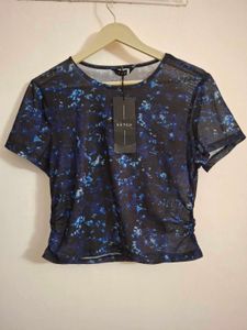 Sheer Floral Print Mesh Top