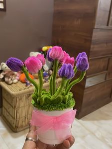 Cute Pipe Cleaner Flower Pot Decor