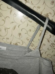 Grey "89" Graphic Print One-Shoulder Top