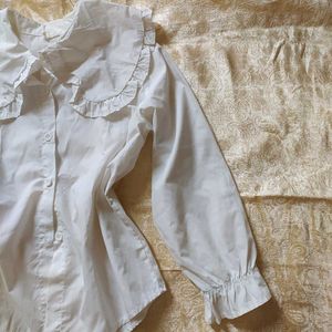 White collar frill top
