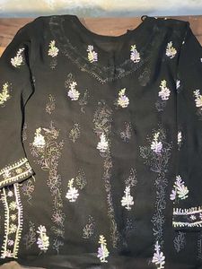 Elegant Chikankari Black Kurti