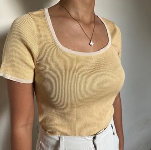 Yellow Square Neck Top