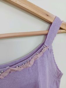 Lavender Lace Trim Tank Top