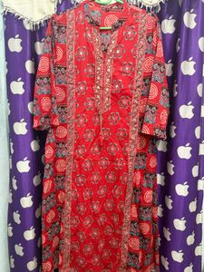 Vibrant Red Ethnic Kurta Set with Dupatta
