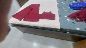 Maroon Embellished Kurta Set