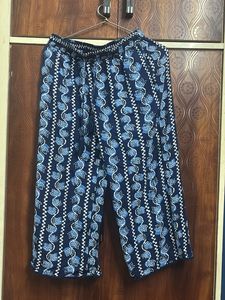 Blue Printed Cotton Kurta set with pants