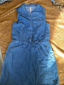 Denim Blue Button-Front Dress