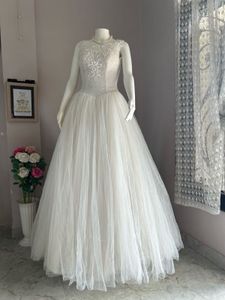White Bridal Gown with inner sequins underlay
