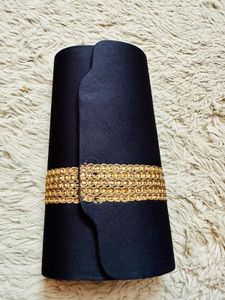 Elegant Black Clutch with Gold Embellishments