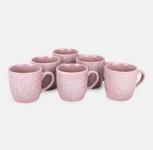 Set of 6 Pink Speckled Mugs