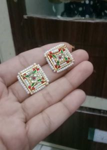 Pearl Studded Square Earrings
