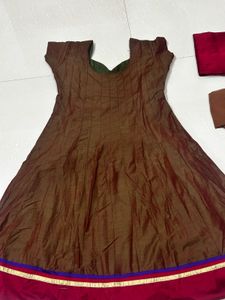 Embellished Brown Anarkali Suit Set