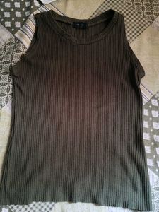 Olive Green Ribbed Sleeveless Top