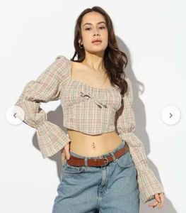 Outrtt Plaid Crop Top
