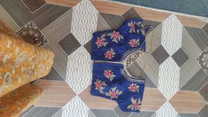 Embroidered Blue Silk unused beautiful Blouse