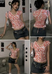 Y2K Style Ruched Button-Up Top