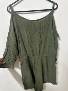 Olive Green Cold Shoulder Romper