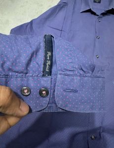 Rare Rabbit Men's Blue Patterned Dress Shirt