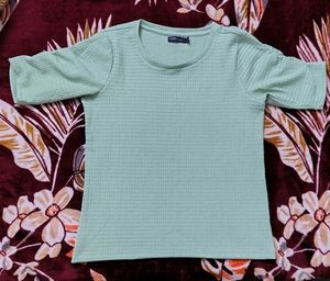 Code Classic Women Textured Round Neck Casual Top