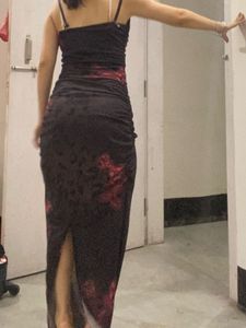 PRINTED MAXI MESH DRESS