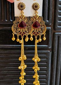 kashmiri earrings # shoulder touch