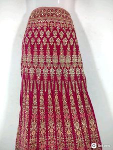 Magenta Embellished Semi Stitched Lehenga Skirt