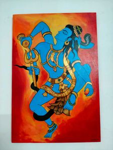 Vibrant Blue Lord Shiva Dancing Painting