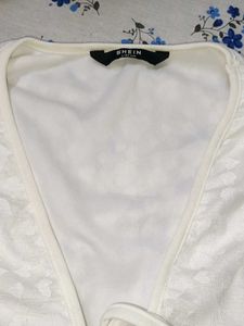 White Lace Heart Print Bodysuit