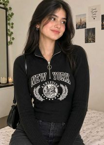 Black "New York Athletics" Zip-Up Top