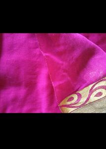 Vibrant Pink Saree d blouse with Gold Border