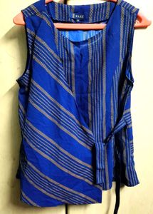 Striped Blue Wrap Top