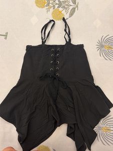 Black Lace-Up Flowy Top
