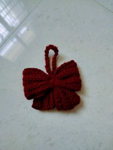 Handmade Knitted Red Bow keychain