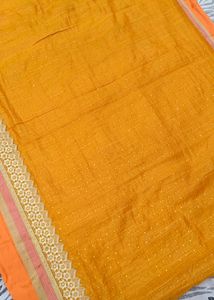 Orange Colour Stone Work Saree