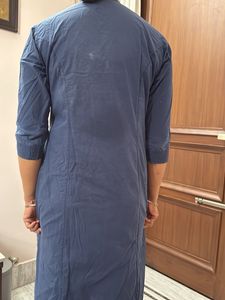 Blue Cotton Kurta Set with salwa