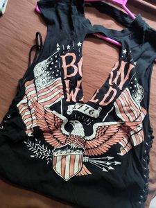 Edgy Graphic Cut-Out Top