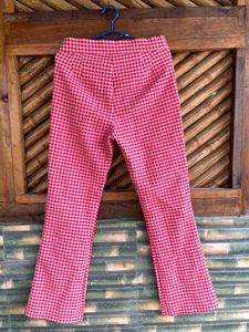Pink Gingham Flare Pants